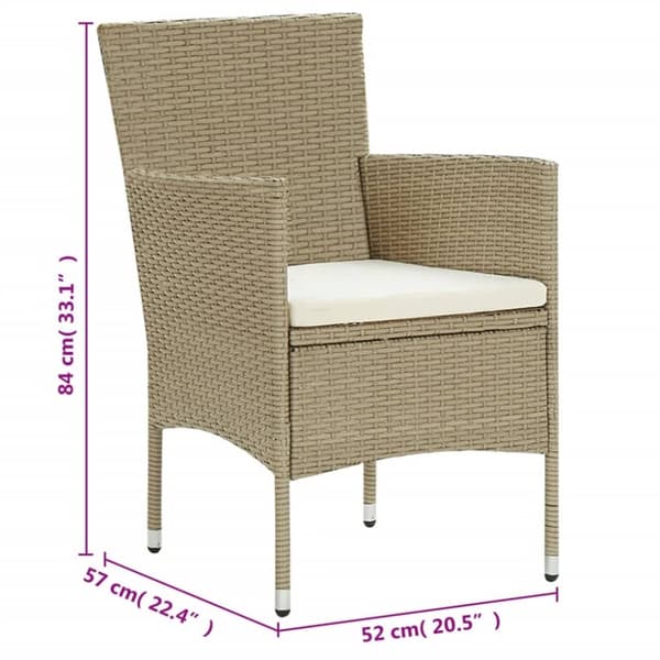 vidaXL 11-osainen Ulkoruokailuryhmä polyrottinki beige