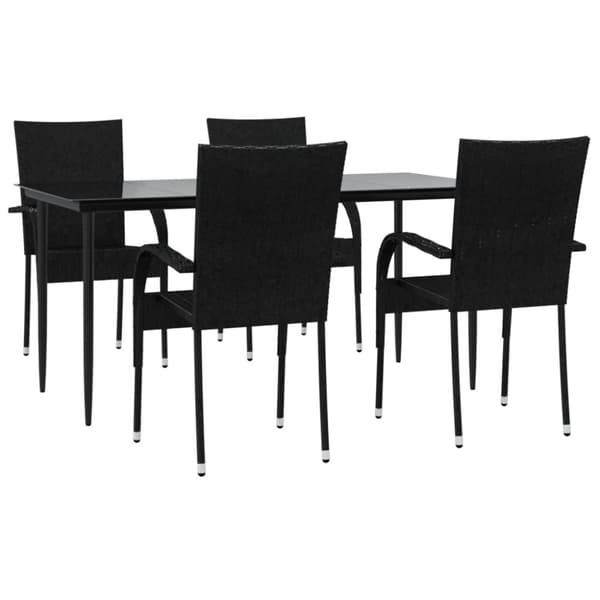 vidaXL Hagespisegruppe 5 deler svart polyrotting