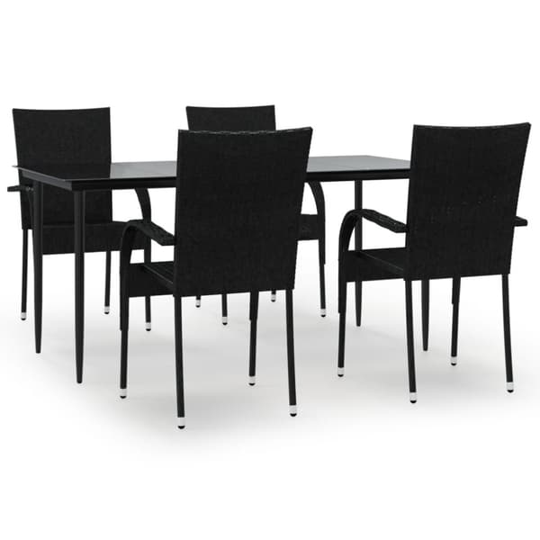 vidaXL Hagespisegruppe 5 deler svart polyrotting