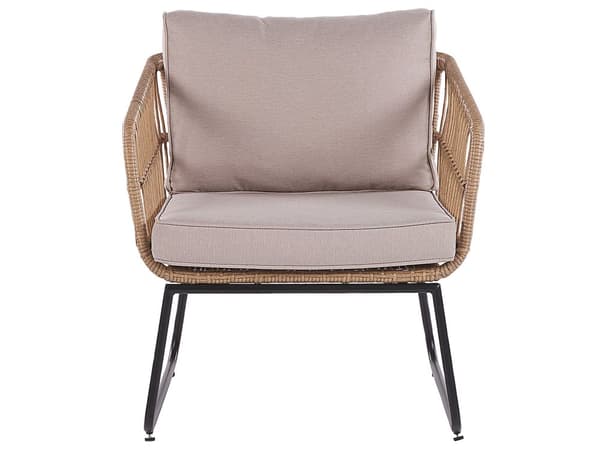 Hage Sofasett Beige Puter PE rotting Utendørs 4 Seter 2 Sofabord