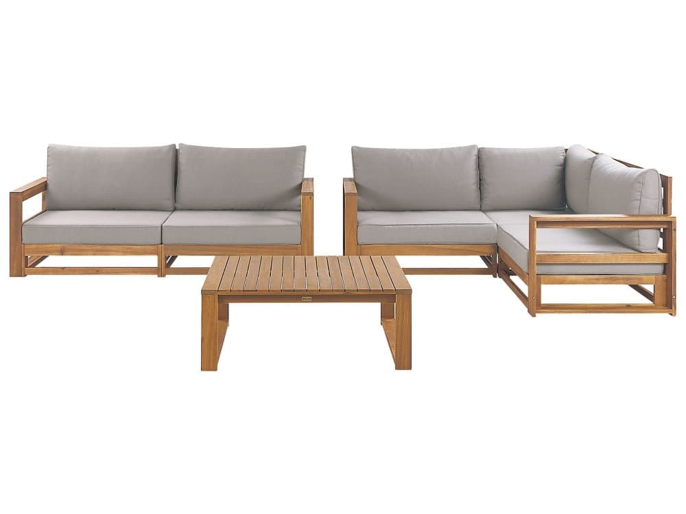 Loungegrupp 4-sits akaciaträ taupe TIMOR II