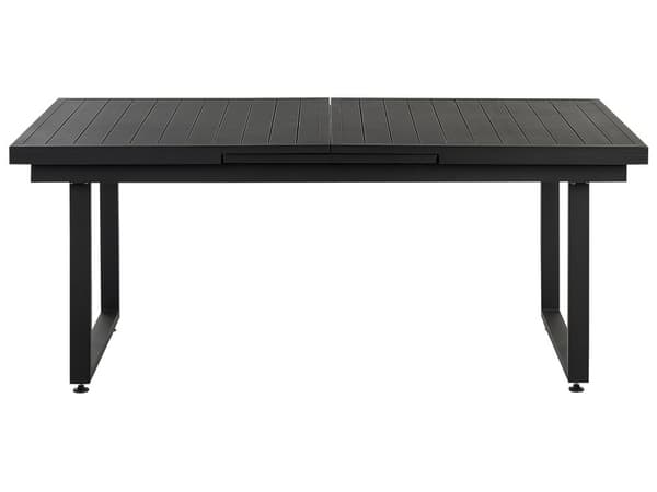 Havesæt Sort Grå Metal Polyester ø 180/240 cm Udendørs Havemøbelsæt 8 Personer Udtræksbord og Havestole Hynder Stabelstole Træ Armlæn Design