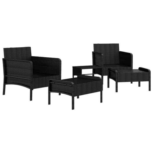 vidaXL Loungegrupp med dynor 5 delar konstrotting svart