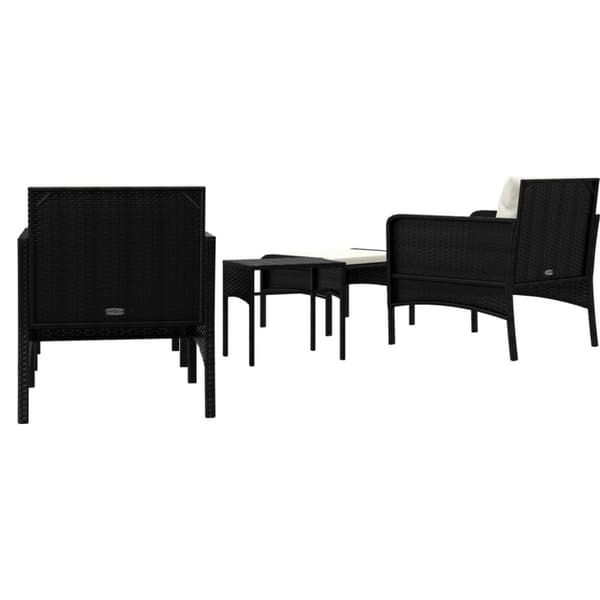 vidaXL Loungegrupp med dynor 5 delar konstrotting svart