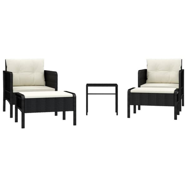 vidaXL Loungegrupp med dynor 5 delar konstrotting svart