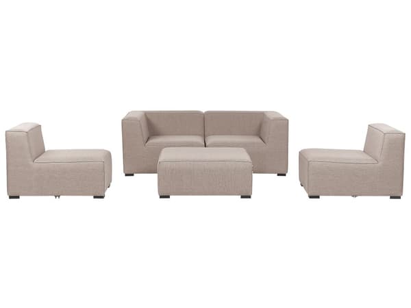 Ulkosohvaryhmä beige kangasverhoiltu alumiini neljälle ja rahilla UV-kestävä