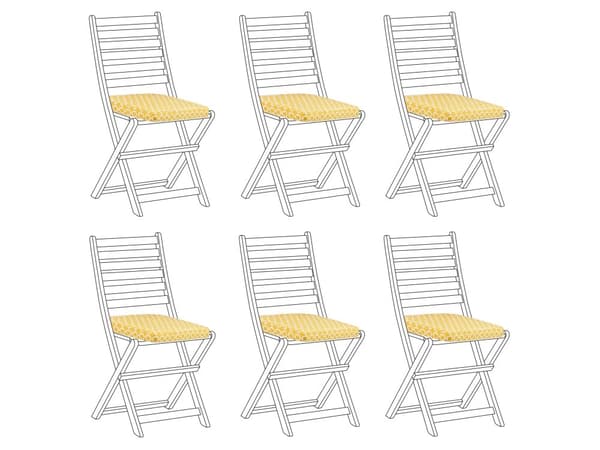 Set med 6 Sittdynor för Trädgårdsstol Gul Geometriskt Diamantmönster med Snöre Dragkedja UV-beständig Trädgård Uteplats