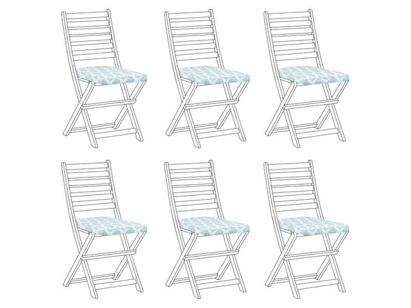 Set med 6 Sittdynor för Trädgårdsstol Grön Vit Geometriskt Diamantmönster med Snöre Dragkedja UV-beständig Trädgård Uteplats