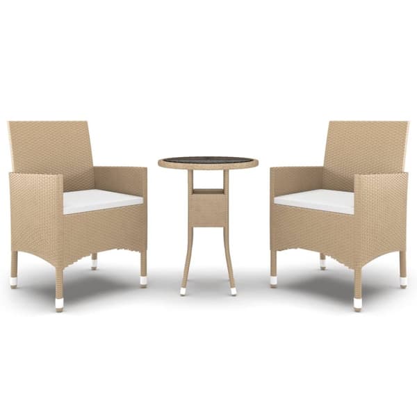 vidaXL Hagespisegruppe 3 deler polyrotting beige
