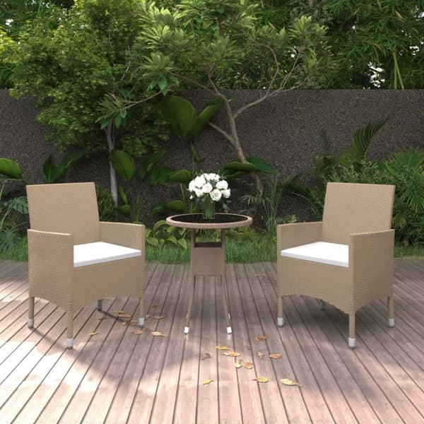 vidaXL Hagespisegruppe 3 deler polyrotting beige