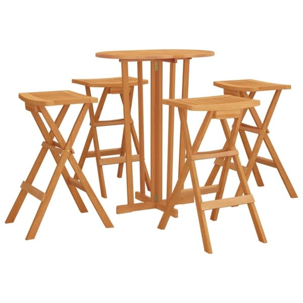 vidaXL Foldbart barsett 5 deler heltre teak