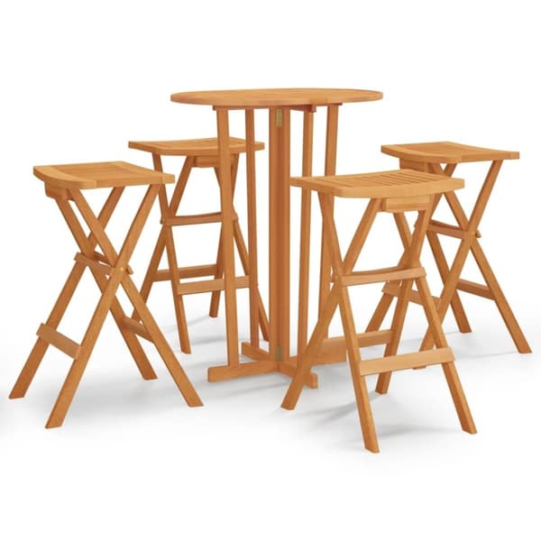 vidaXL Foldbart barsett 5 deler heltre teak