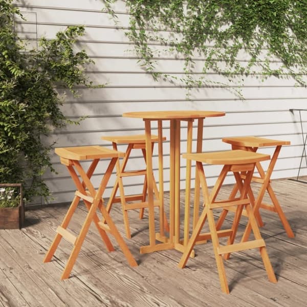 vidaXL Foldbart barsett 5 deler heltre teak