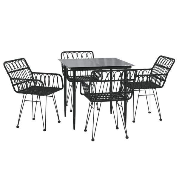 vidaXL Hagespisegruppe 5 deler svart polyrotting