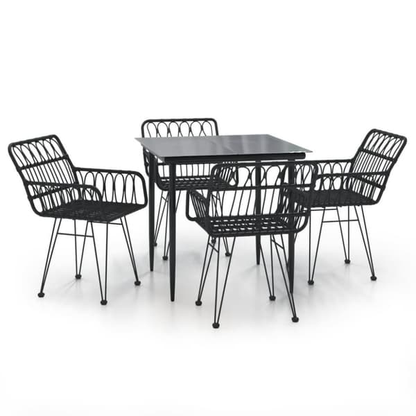 vidaXL Hagespisegruppe 5 deler svart polyrotting