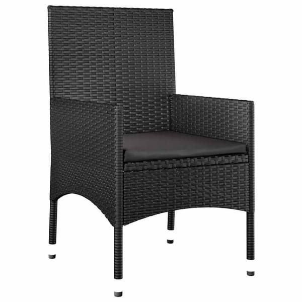 vidaXL Loungegrupp för trädgården med dynor 4 delar svart konstrotting