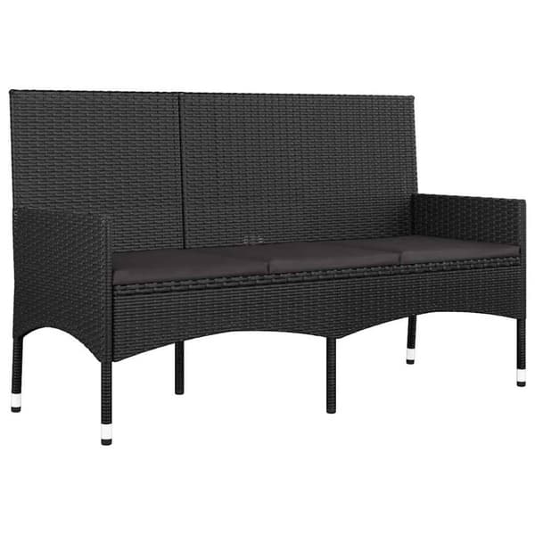 vidaXL Loungegrupp för trädgården med dynor 4 delar svart konstrotting