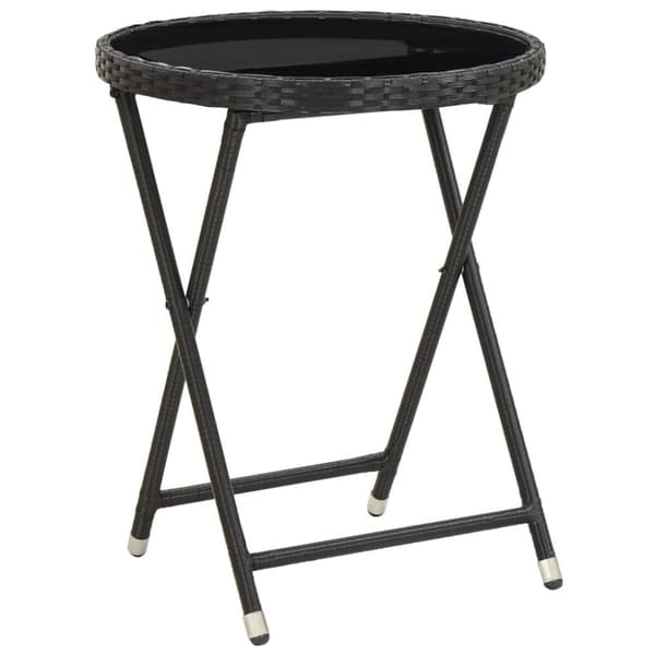 vidaXL Hagebistrosett 5 deler polyrotting og herdet glass svart