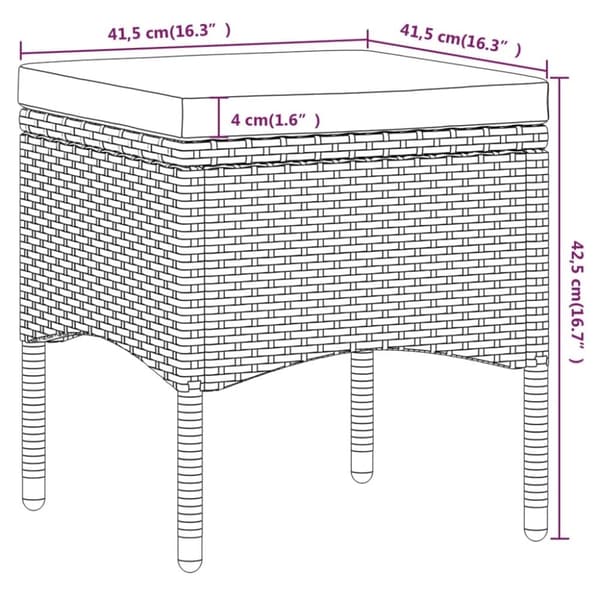 vidaXL Hagebistrosett 5 deler polyrotting og herdet glass svart