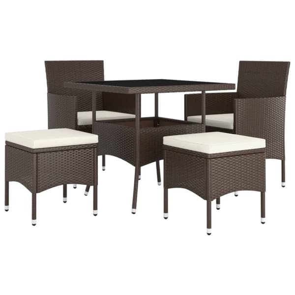 vidaXL Hagespisesett 5 deler polyrotting brun