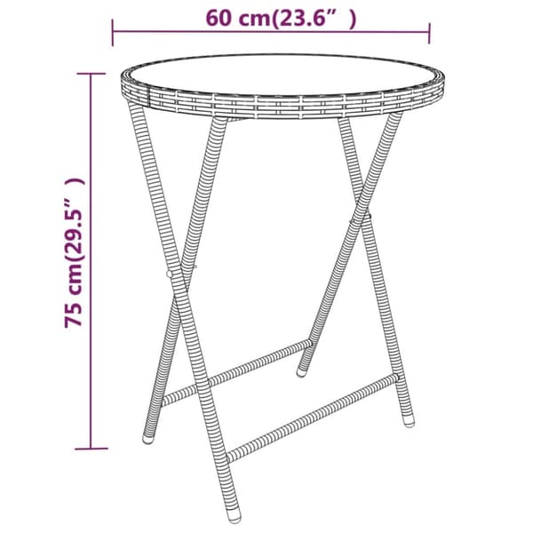 vidaXL Hagebistrosett 5 deler polyrotting og herdet glass grå