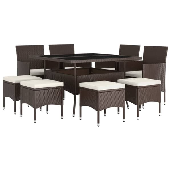 vidaXL Hagespisesett 9 deler polyrotting brun