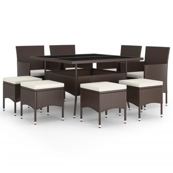 vidaXL Hagespisesett 9 deler polyrotting brun