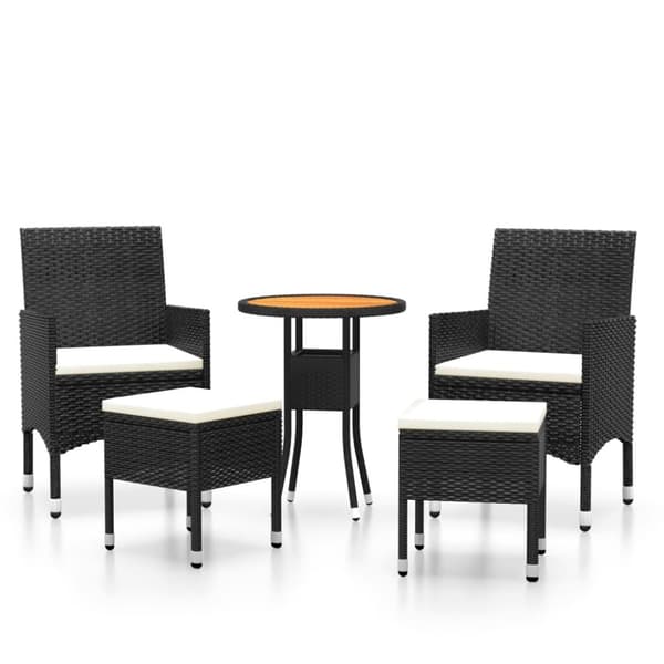 vidaXL Hagesofagruppe 5 deler polyrotting svart