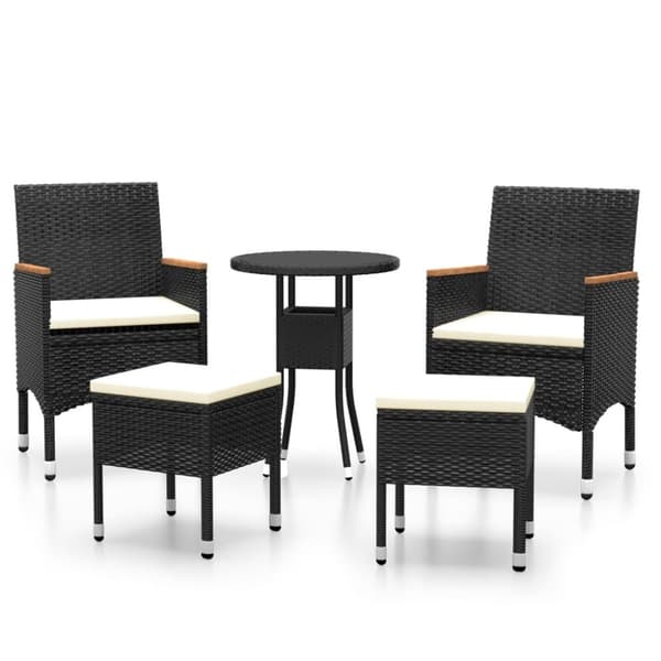 vidaXL Hagesofagruppe 5 deler polyrotting svart