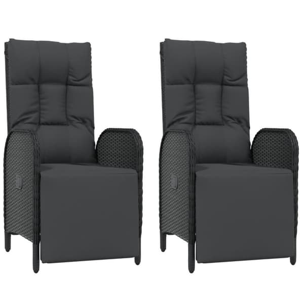 vidaXL spisebordssæt til haven 3 dele med hynder polyrattan sort