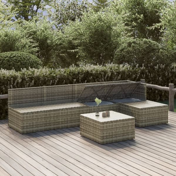 vidaXL loungesæt til haven 6 dele med hynder polyrattan grå