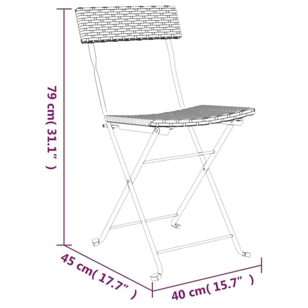 vidaXL foldbart bistrosæt 3 dele polyrattan grå