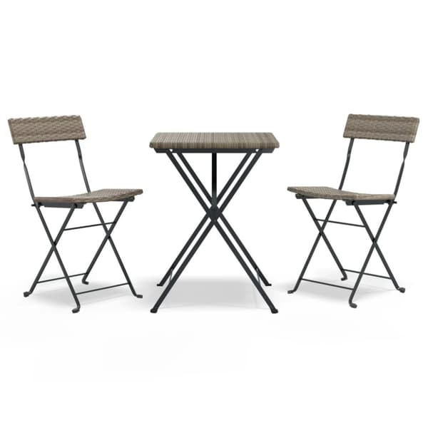 vidaXL foldbart bistrosæt 3 dele polyrattan grå