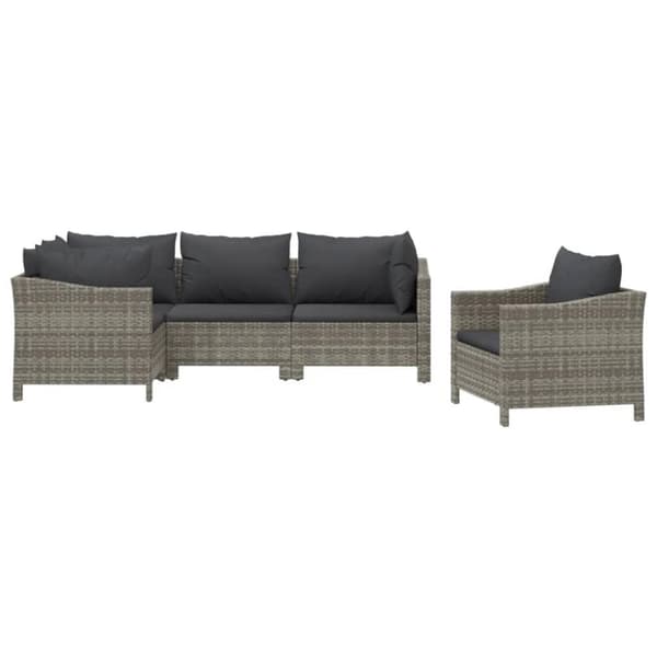 vidaXL loungesæt til haven 5 dele med hynder polyrattan grå