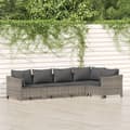 Miniatyrbillede 1 af 9: vidaXL loungesæt til haven 5 dele med hynder polyrattan grå
