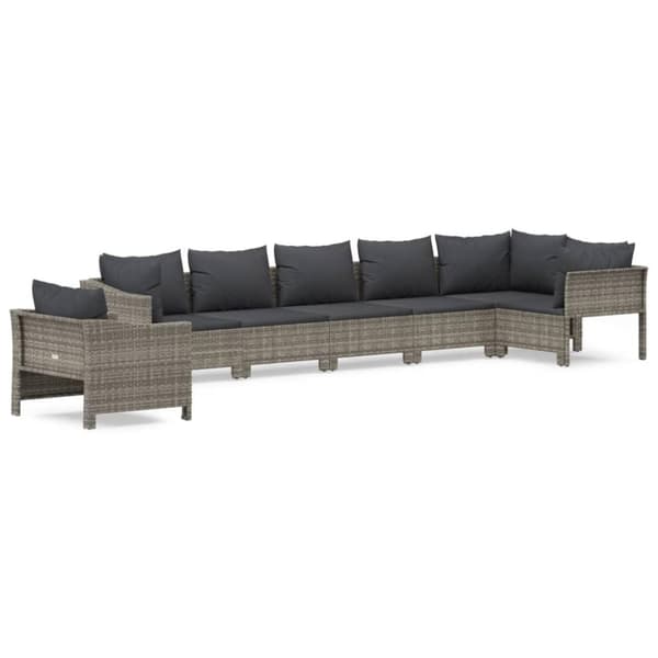 vidaXL loungesæt til haven 7 dele med hynder polyrattan grå
