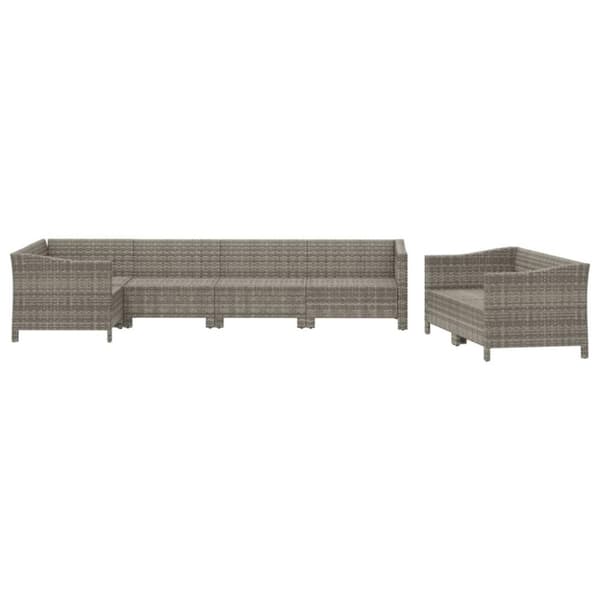 vidaXL loungesæt til haven 7 dele med hynder polyrattan grå