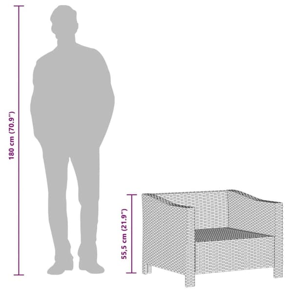 vidaXL havestol med hynde polyrattan grå