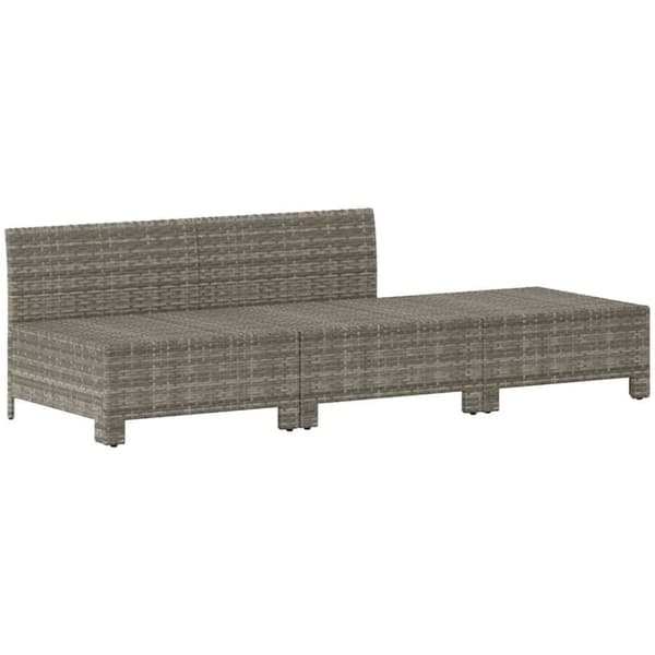 vidaXL loungesæt til haven 3 dele med hynder polyrattan grå