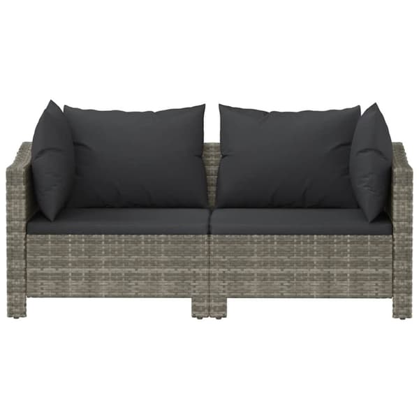 vidaXL loungesæt til haven 2 dele med hynder polyrattan grå