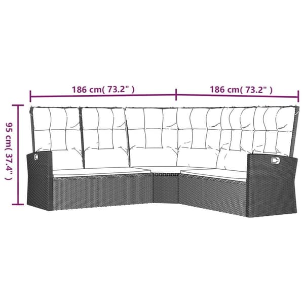 vidaXL loungesæt til haven 2 dele med hynder polyrattan sort