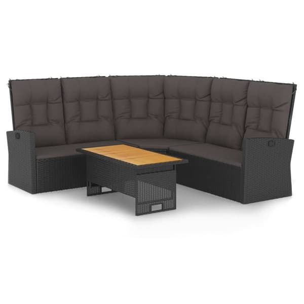 vidaXL loungesæt til haven 2 dele med hynder polyrattan sort