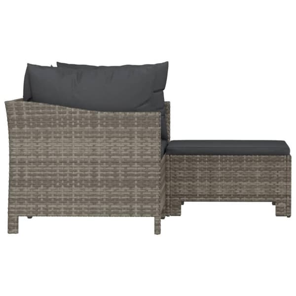 vidaXL loungesæt til haven 3 dele med hynder polyrattan grå