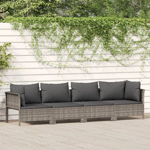 vidaXL loungesæt til haven 4 dele med hynder polyrattan grå