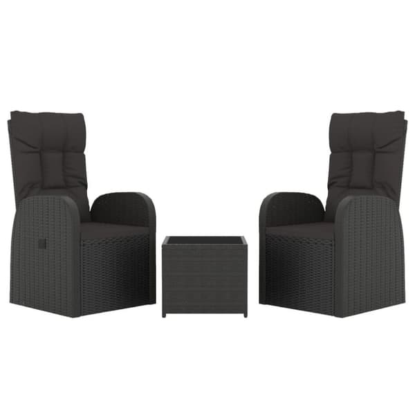 vidaXL loungesæt til haven 3 dele polyrattan og stål sort
