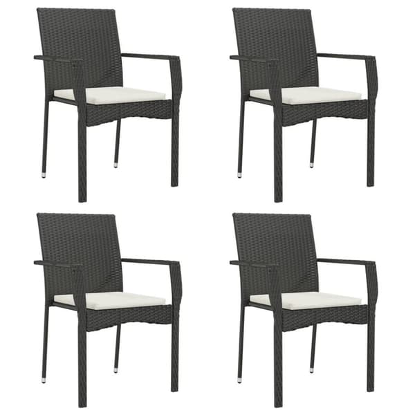 vidaXL spisebordssæt til haven 5 dele med hynder polyrattan sort