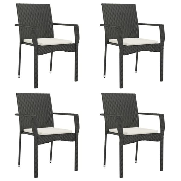 vidaXL spisebordssæt til haven 5 dele med hynder polyrattan sort