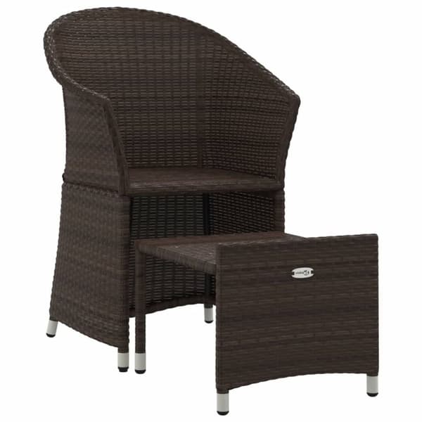 vidaXL loungesæt til haven 2 dele med hynder polyrattan brun