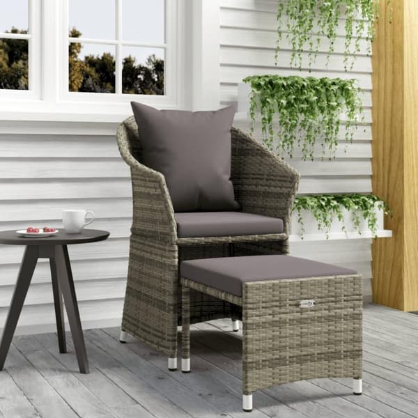 vidaXL loungesæt til haven 2 dele med hynder polyrattan grå