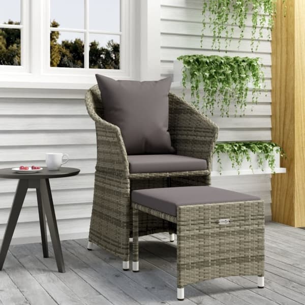 vidaXL loungesæt til haven 2 dele med hynder polyrattan grå